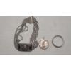 Image 1 : Sterling Silver Art Deco Bracelet, Band Ring & Saint Christopher Protection Pendant -Weight: 21.4g