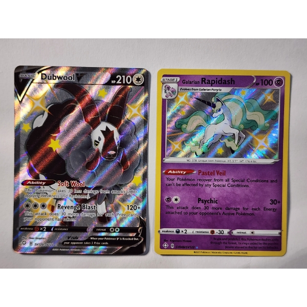 Two Shiny Pokemon Holo Rare Trading Cards Including Shiny Dubwool V SV120/SV122