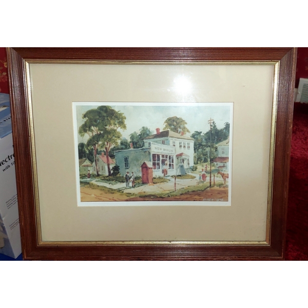 17" x 21" Framed Print As Shown – Quaint Vintage Village Scene