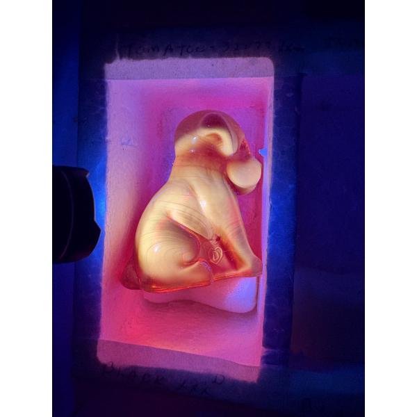 URANIUM Degenhart Glass Dog Red ~  BRILLIANT GLOW!