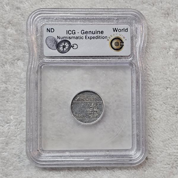 ICG Genuine 1996 Aruba 10 Cents Numismatic Expedition World Coin 10c