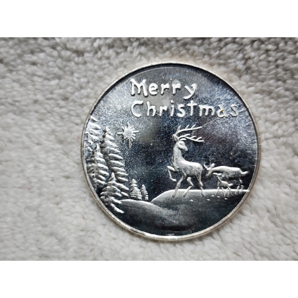 1 Troy Ounce Merry Christmas Reindeer Scene Round - "For Someone Special" 