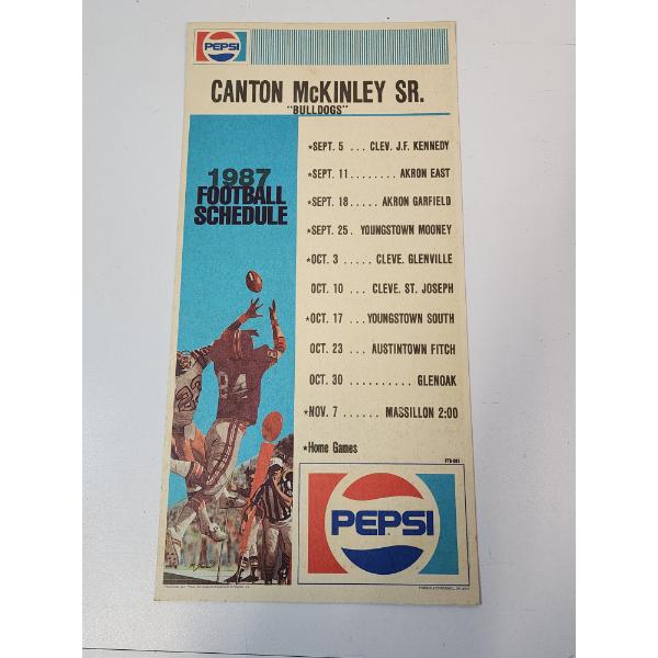 Vintage 1987 Pepsi Canton McKinley St. "Bulldogs" Football Schedule ~9x19in - Excellent Condition