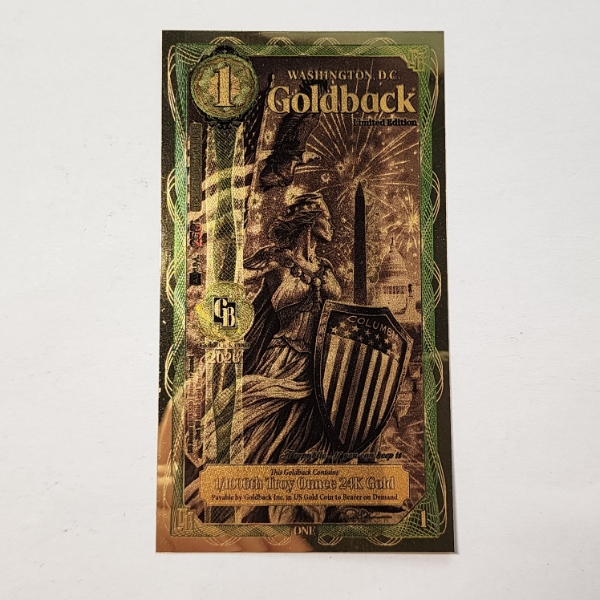 2026 Washington D.C. 1 Goldback Limited Edition Columbia 1/1000oz 24K Gold Foil Note