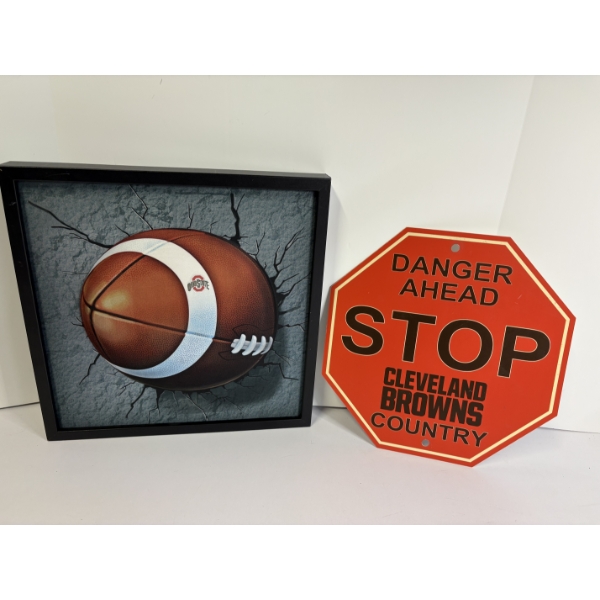Ohio State 3D Football Picture - Browns Stop Sign - Danger Ahead STOP Cleveland Browns Country 