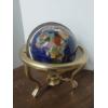 Image 2 : Polished Semi Precious Stone 8" Globe & Compass - Mounted On Tri Footed Brass Stand