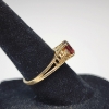 Image 2 : 10K Yellow Gold Ring with Red Gemstone - Size 6 - Total Weight: 2.4g