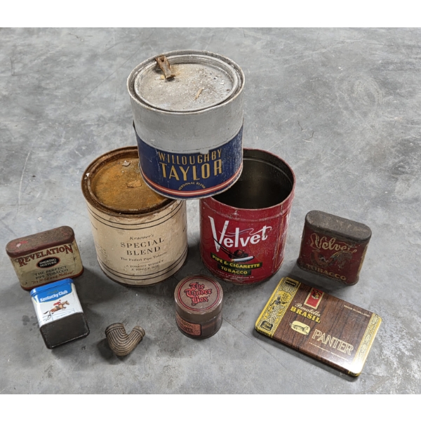 Neat Vintage Tobacco Tin Collection And Vintage Pipe Stimmel