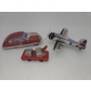 Image 1 : Vintage Tin Toys Including Cessna Plane, Fire Car & Tow Truck