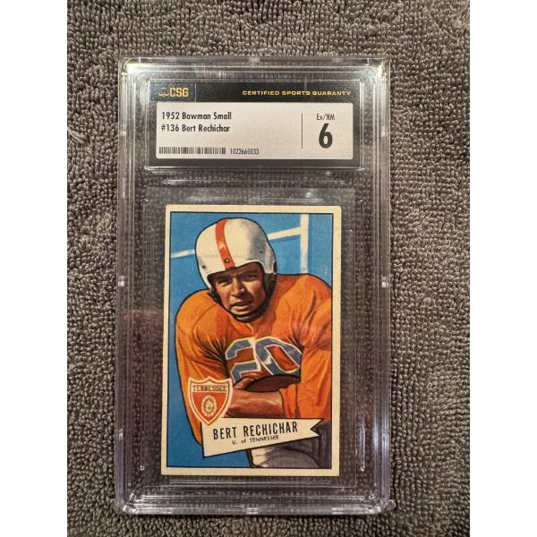 1952 Bowman Small #136 Browns Bert Rechichar College To Pro Football Card - CSG 6