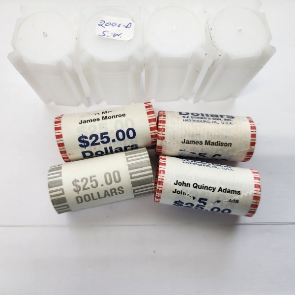 Four Assorted $25.00 Rolls of United States Dollar Coins - Total FV: $100.00