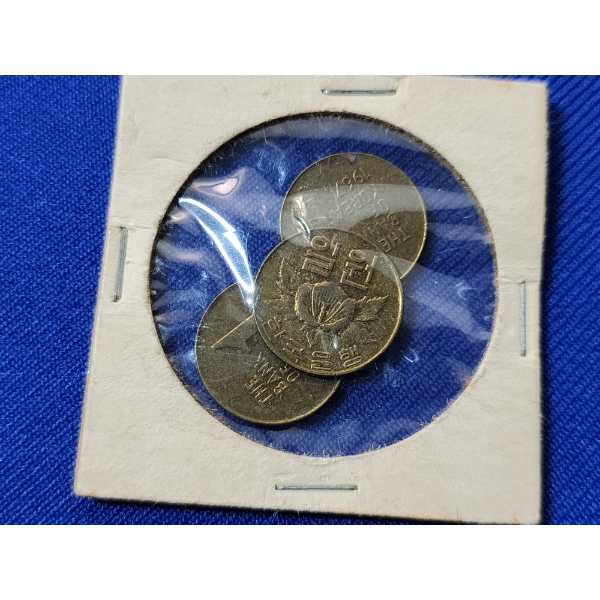 x3 Vintage 1967 South Korean 1 Won Coins
