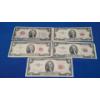 Image 1 : (5) $2 Red Seal Notes - Series 1928 F, 1953 x2, 1953 A, 1963