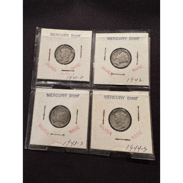4 - Incredible Silver Mercury United States Dimes - Excellent Condition