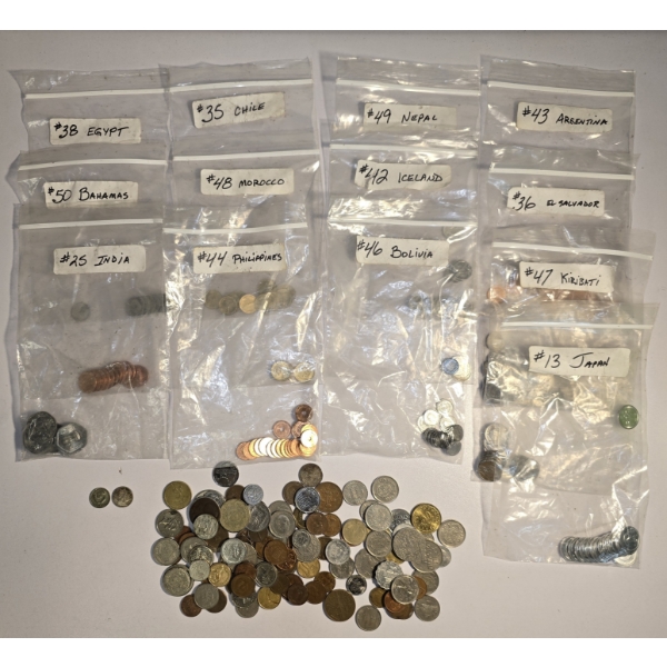 Large Lot of Foreign Coins incl Silver Canadian 10 Cent and 1979 Soviet Coin