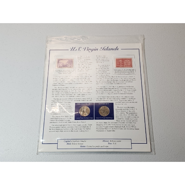U.S. Virgin Islands State Postal Commemorative Stamps and BU Quarters Collection Set