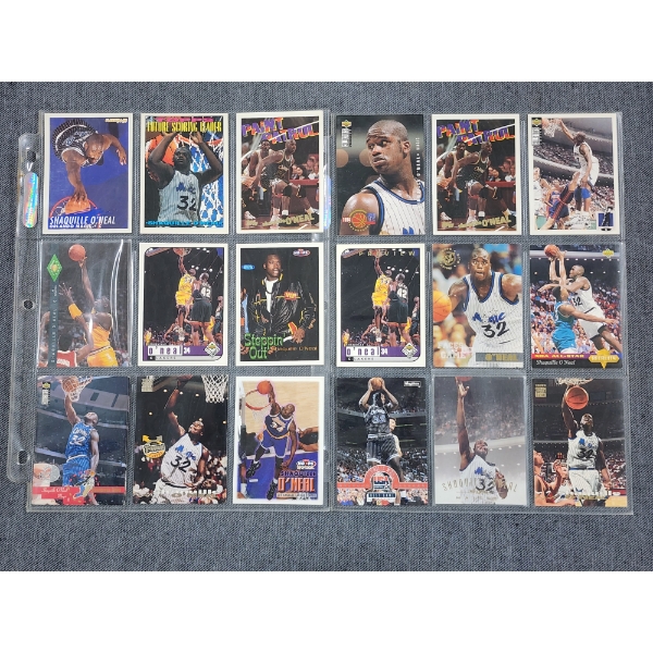 18 Assorted Shaquille O'Neal Basketball Trading Cards From Various Companies & Years 