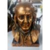 Image 3 : 4 Pcs Various Metal Figures Including Heavy Signed Brass Ben Franklin Bust - See Pics