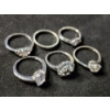 Image 3 : Six Sterling Silver Rings Ft. Clear Stones & One Without Stones - Total Weight: 14.6 Grams