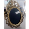 Image 3 : 2 Pcs Gold Surround Large Oval Wall Mirror & Oval Metal Filigree Photo Desk Frame