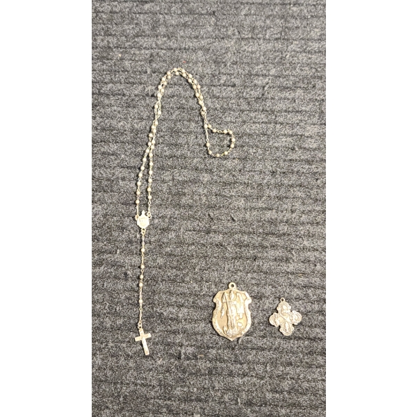 Dainty Sterling Silver Rosary & Sterling Silver Saint Michael Pendant 