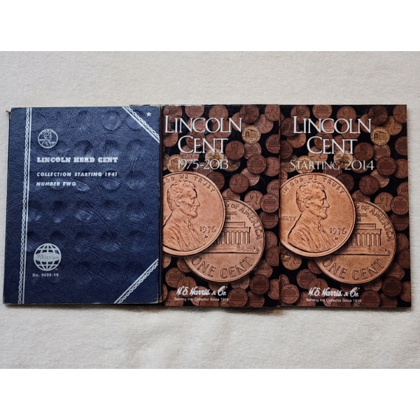 Three United States Lincoln Penny Collection Books Even Ft. Wheat Pennies ~ FACE VALUE $2.50 Total!