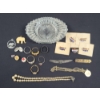 Lot of Assorted Vintage Jewelry Including Some Sterling (7.5 GRAMS), Crystal Dish & More!