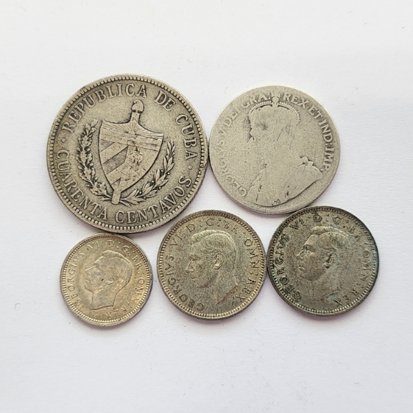Lot of 5 Assorted World Silver Coins - See Description! 