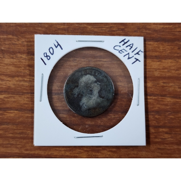RARE UNITED STATES COIN ~ 1804 Draped Bust Half Cent ~ Great Coin for Any Collector