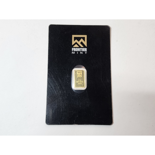 Frontier Mint 0.5g .9999 Fine Gold Bar in Sealed Package 