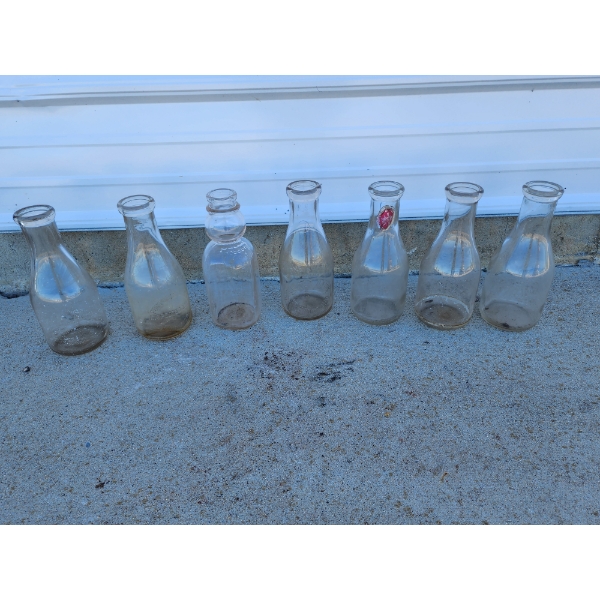 Lot of 7 Vintage Glass Milk Bottles