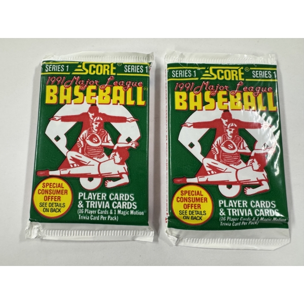 2 - 1991 Score MLB Baseball Wax Packs Baseball Cards - Factory Sealed - Possible Bo Jackson Error