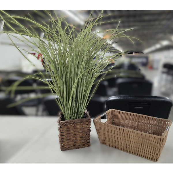 Faux Plant (Just under 24"T) and Nice Basket (11.75x6.5) 