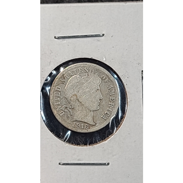 1916 90% Silver Barber Dime