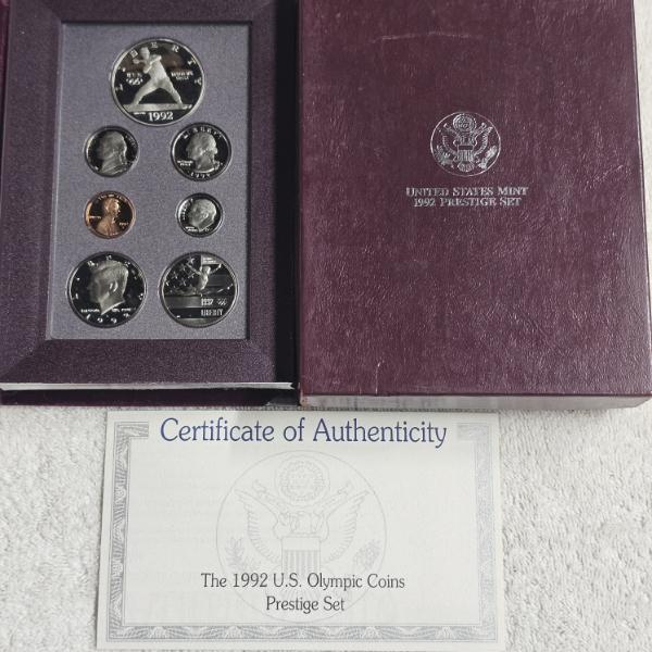 US Mint Gem Proof 1992 Prestige Coin Set ft Olympic Baseball 90% Fine Silver Dollar - 0.7734 oz ASW