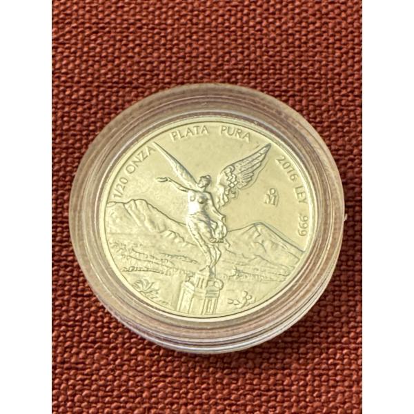 Exceptional 1/20 Mexican Libertad .999 Fine Silver Coin In Protective Holder - Mint Condition
