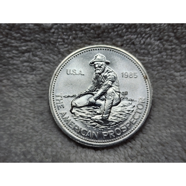 1985 Engelhard 1 Troy Oz .999 Fine Silver American Prospector Round 