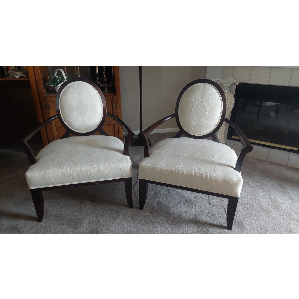 Pair of Upholstered Mahogany Parlor Chairs As Shown - Excellent Condition