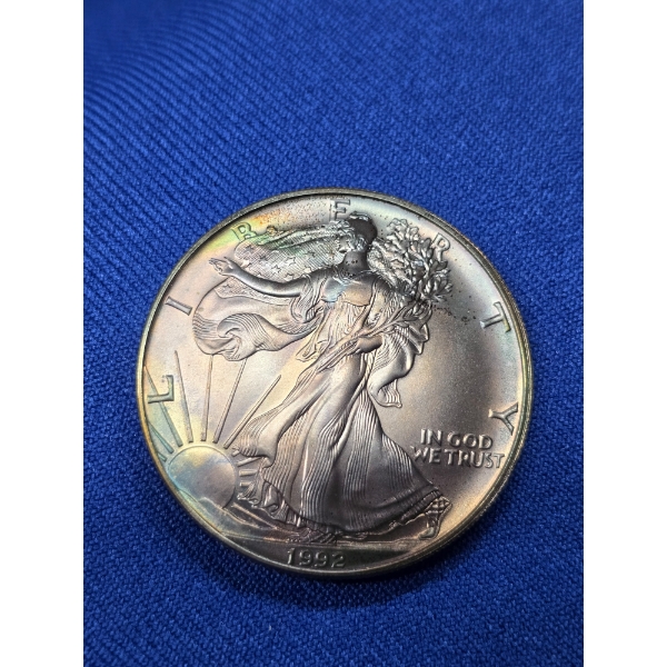 1992 American Silver Eagle - STUNNING Purple Toning Exceptional Condition!