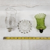 Image 10 : Glass Hurricane Candle Holder Base With Two Interchangeable Globe Tops ~ Green & Clear!