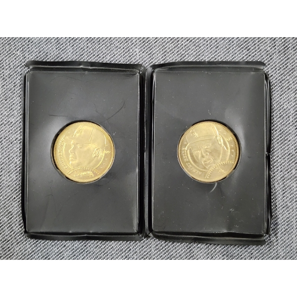 Two Different Baseball Collectible Coins Featuring Albert Belle & Chipper Jones