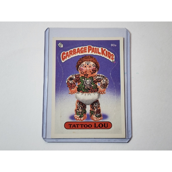 1985 Topps Garbage Pail Kids Tattoo Lou - Mint Condition in Protective Card Holder