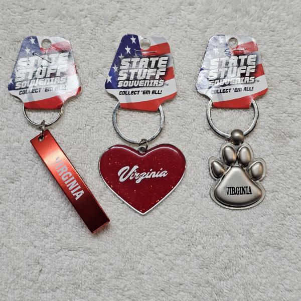 Lot of 3 State of Virginia Themed Keychains