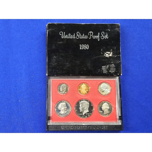 1980- S United States Proof Set - 6 Coins w/ Display Stand