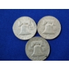 Image 2 : x3 United States 90% Silver Franklin Half Dollars: 1952, 1957, 1957