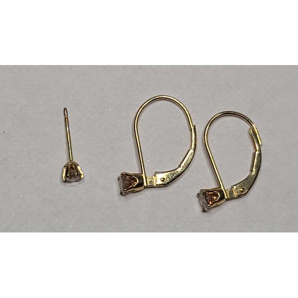 14K Yellow Gold Lever Back Diamond Earring Set & Single 14K Gold Diamond Stud Earring: Weight: 1.2g