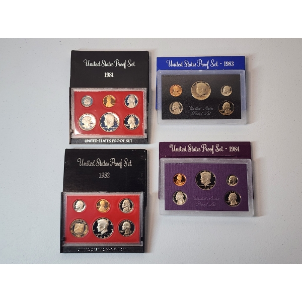 x4 United States Mint Proof Sets: 1981, 1982, 1983, 1984