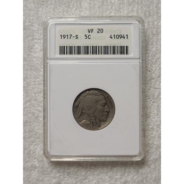 ANACS VF20 Graded 1917-S Buffalo Nickel - Over 100 Year Old Coin!