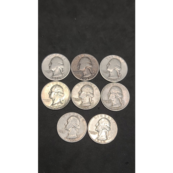 Assorted Years 90% Silver Washington Head Quarters- Face Value: $2.00