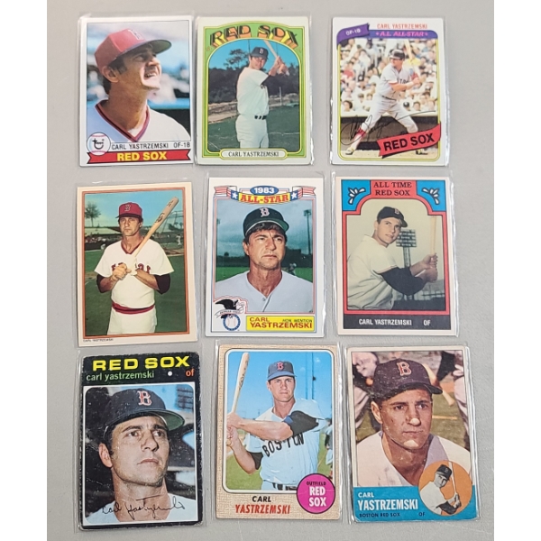 (9) Assorted Carl Yastrzemski 1980's Baseball Cards